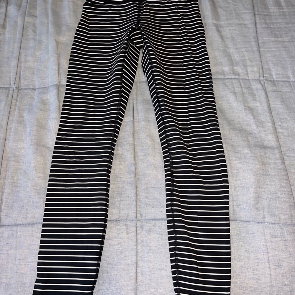 Black and White Striped lululemon Leggings